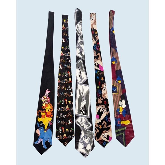 Lot Of 5 Vintage Looney Tunes & Disney Neck Ties 90s / 00s - Picture 1 of 5